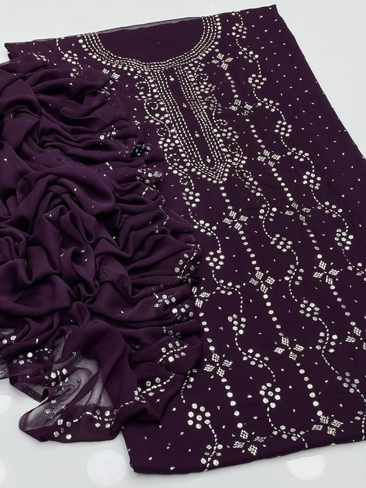 Indian style floral mukesh with 4-side dupatta work