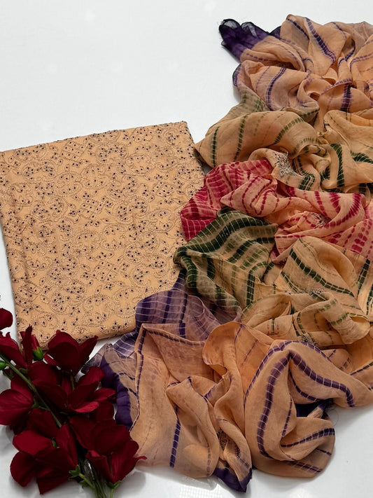 3 ٹکڑا لان ہاتھ سے تیار روایتی مجموعہ