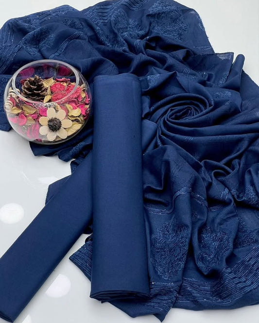 Dhanak 3 piece with heavy wool velvet shawl