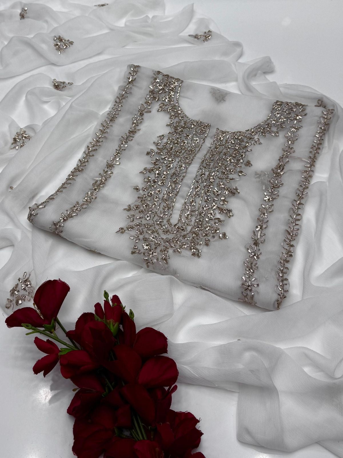 2 pce chiffon kurta Gotta with free perfume testers