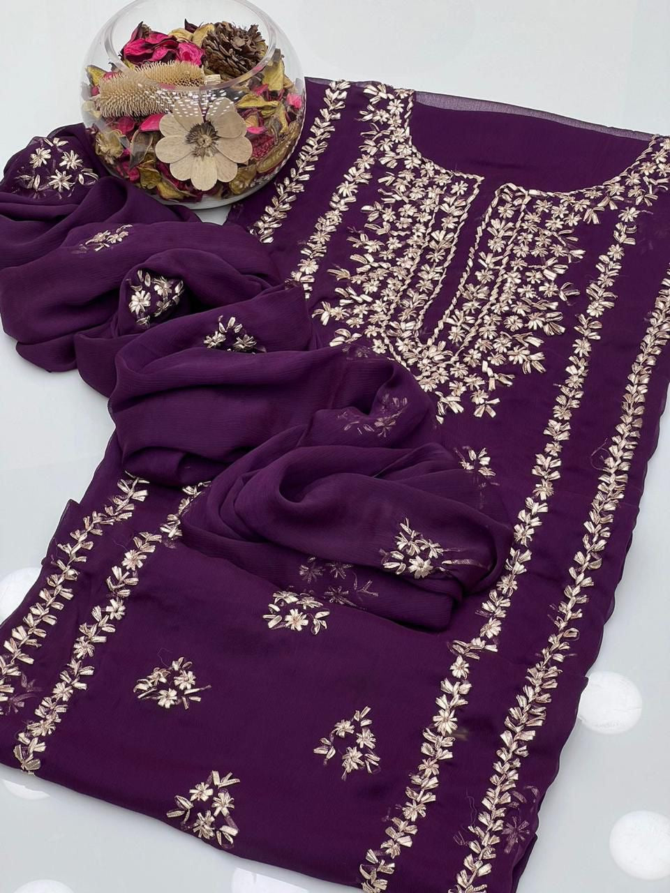 2 pce chiffon kurta Gotta with free perfume testers