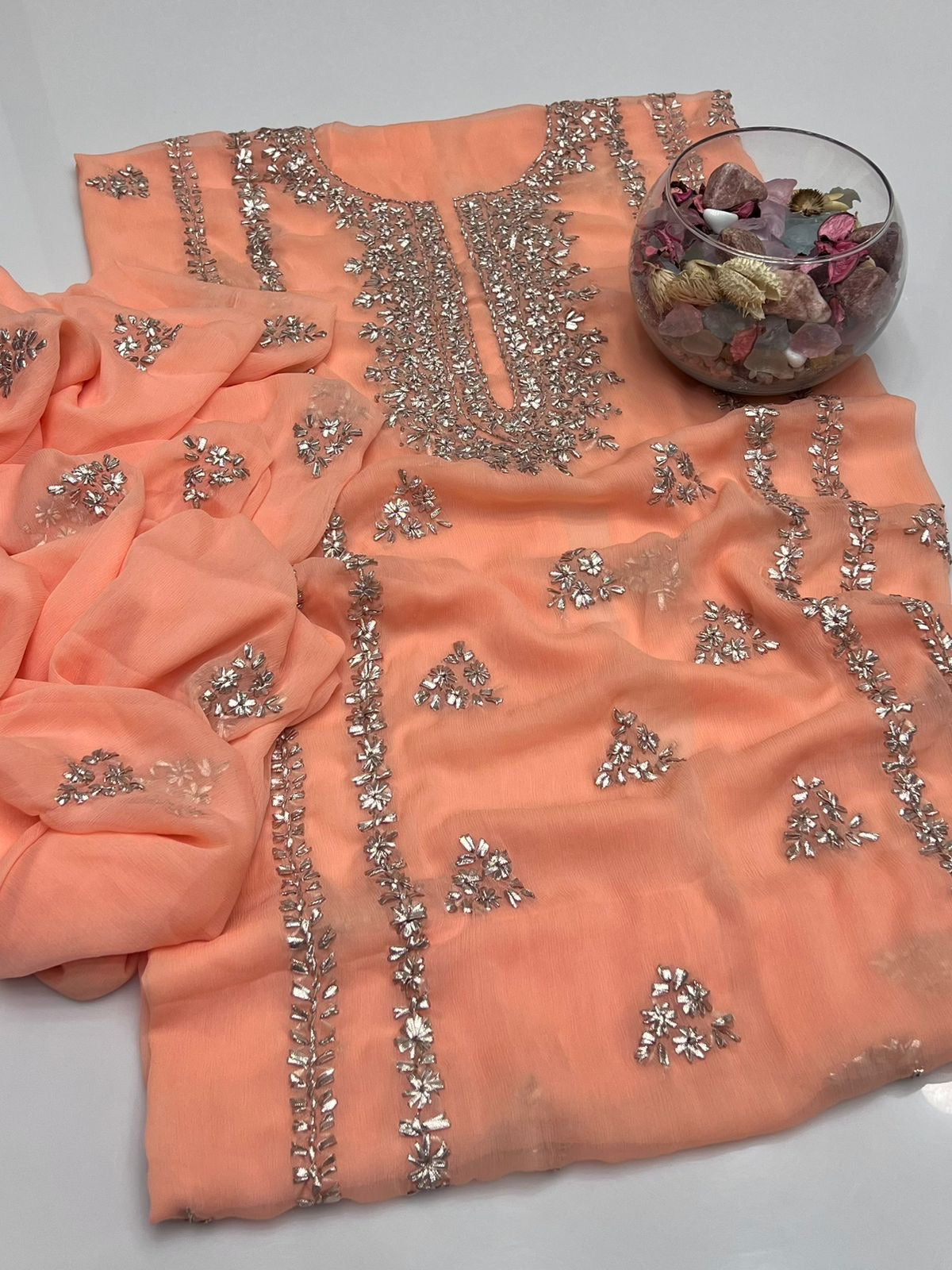 2 pce chiffon kurta Gotta with free perfume testers