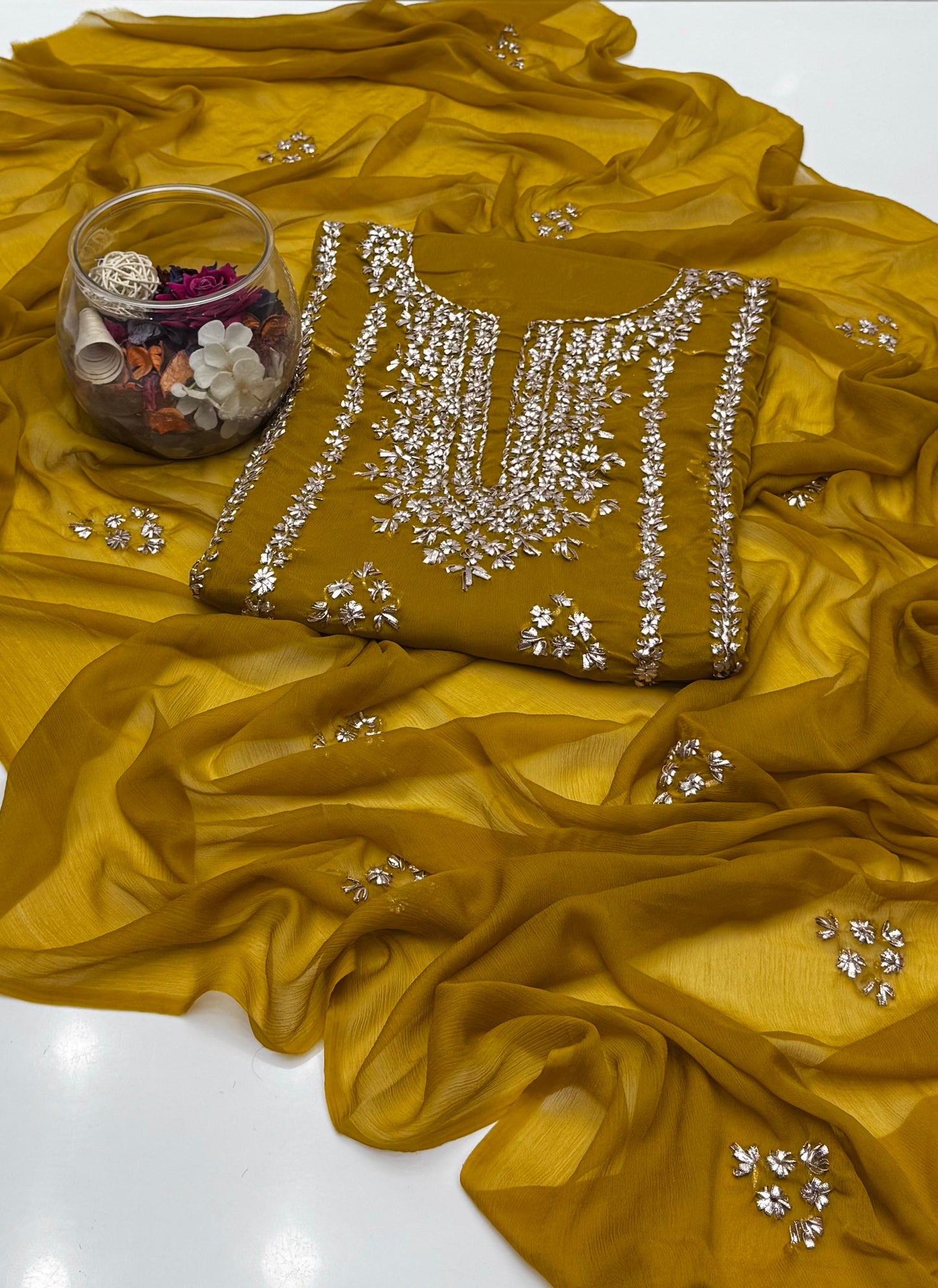 2 pce chiffon kurta Gotta with free perfume testers