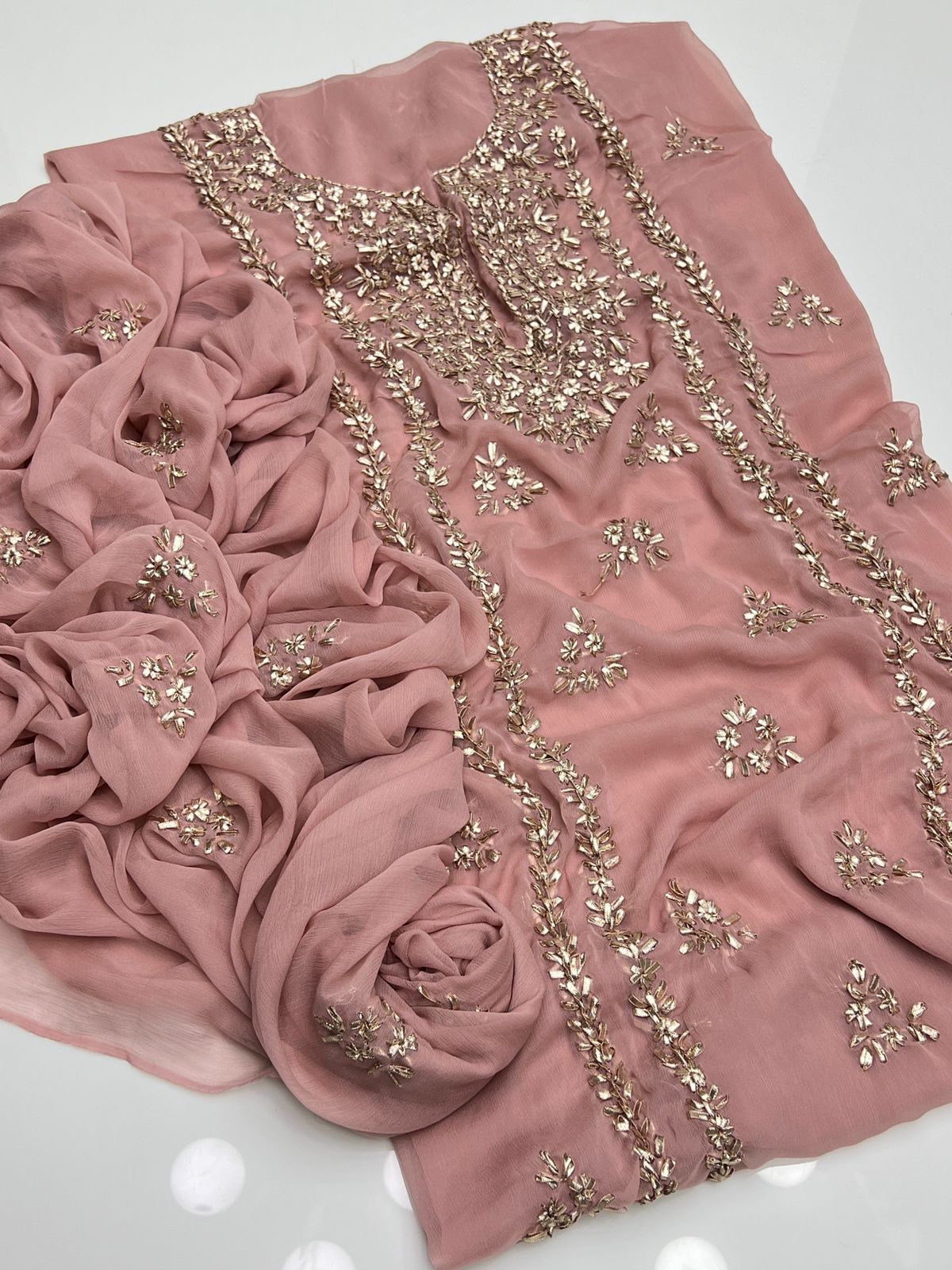 2 pce chiffon kurta Gotta with free perfume testers