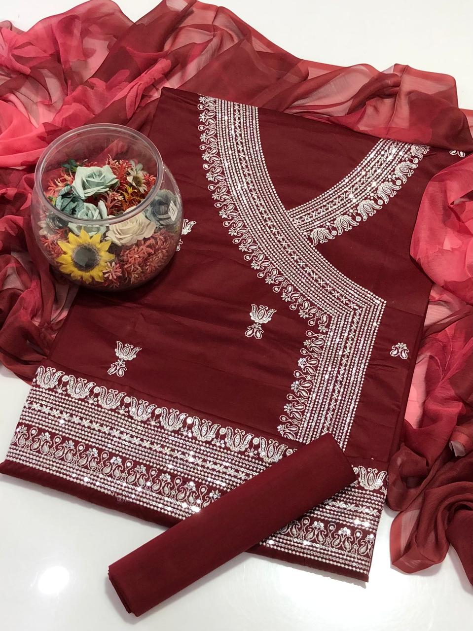 GTM Lawn Angrakha style with digital chiffon Dupatta