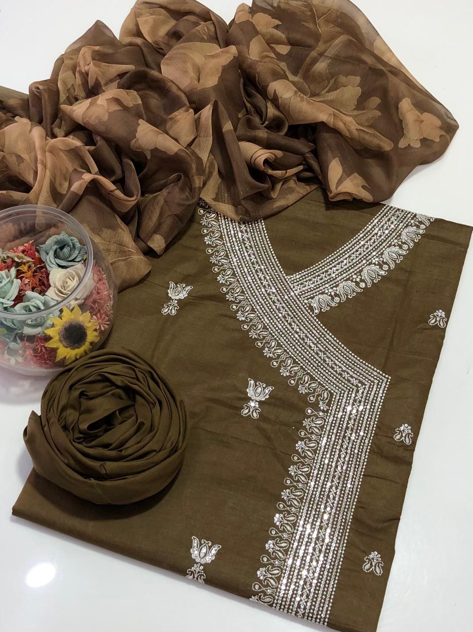 GTM Lawn Angrakha style with digital chiffon Dupatta