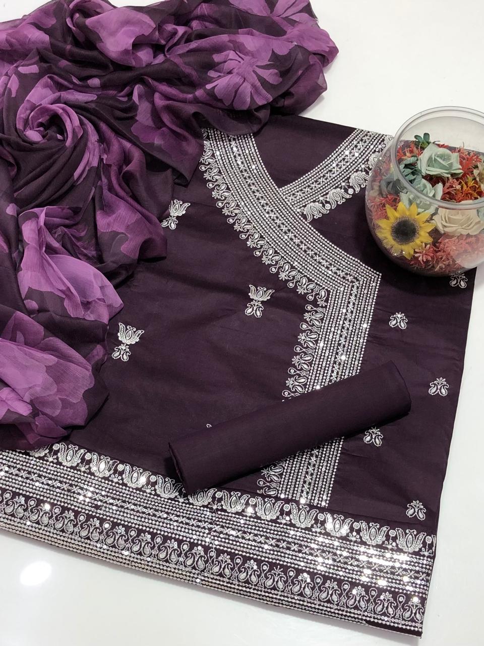 GTM Lawn Angrakha style with digital chiffon Dupatta