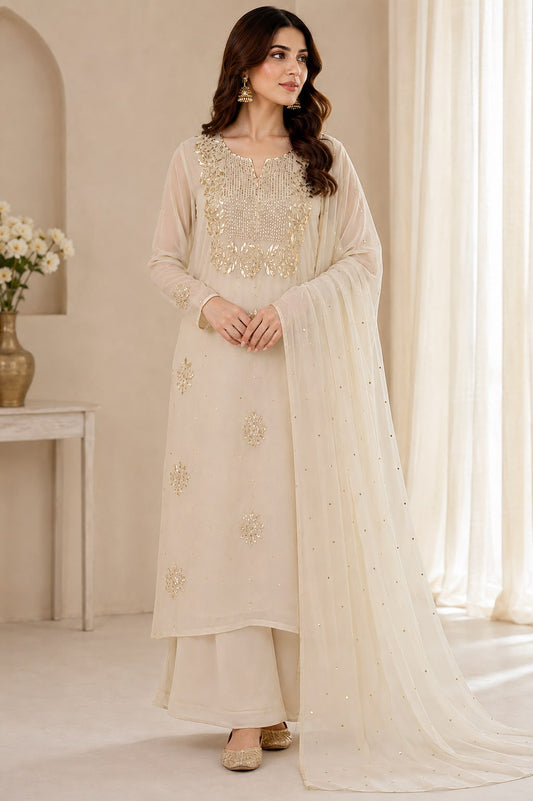 Pure Rose gold mukesh 2 piece dress