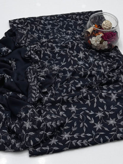 2 Pce  Chiffon Handmade Sippi Jall Work