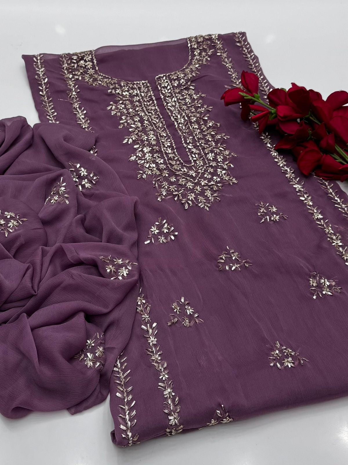 2 piece chiffon kurta Gotta with free perfume testers