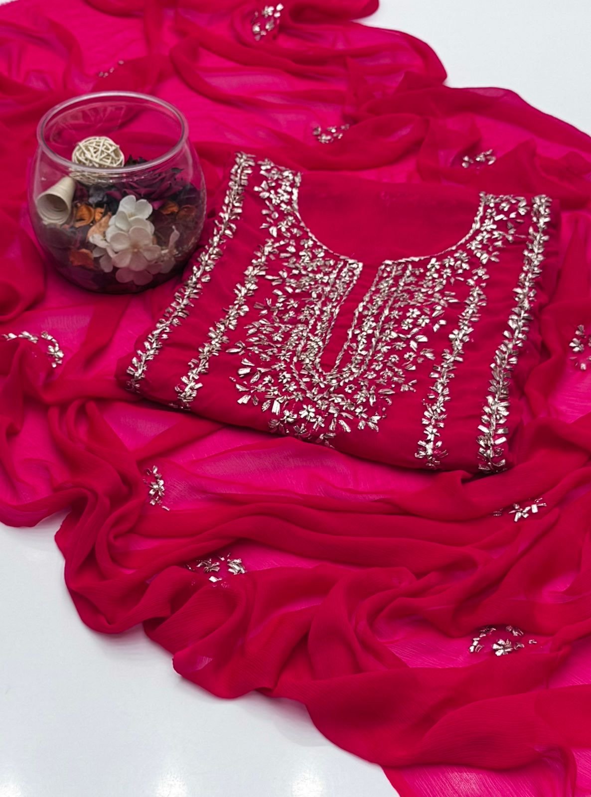 2 piece chiffon kurta Gotta with free perfume testers