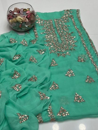 2 piece chiffon kurta Gotta with free perfume testers