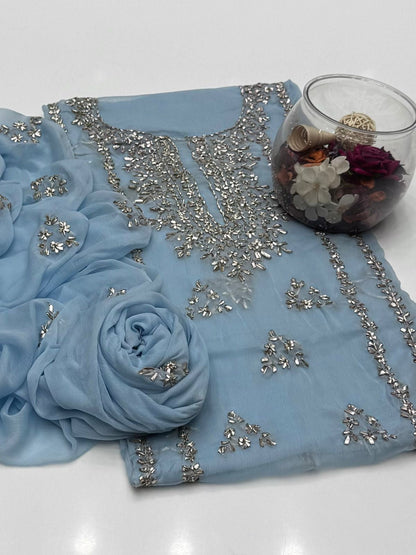 2 piece chiffon kurta Gotta with free perfume testers