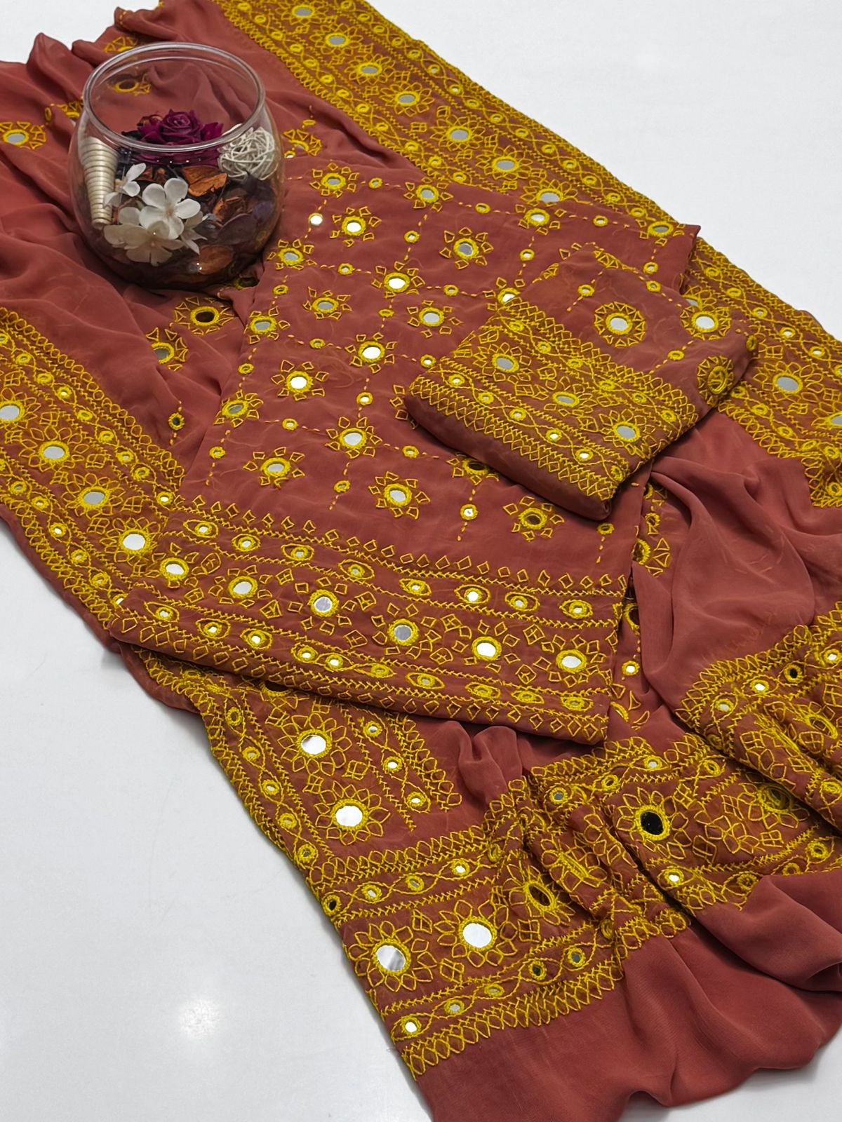 2 Pce کوریائی جارجٹ ہاتھ سے تیار کردہ بلوچی۔