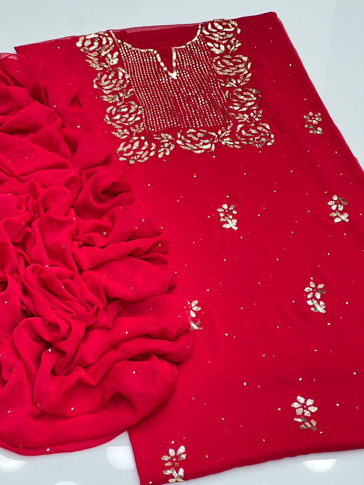 Pure Rose gold mukesh 2 piece dress