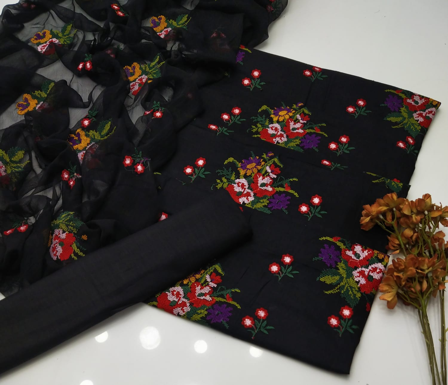 3 پیس فلاور کراس سلائی