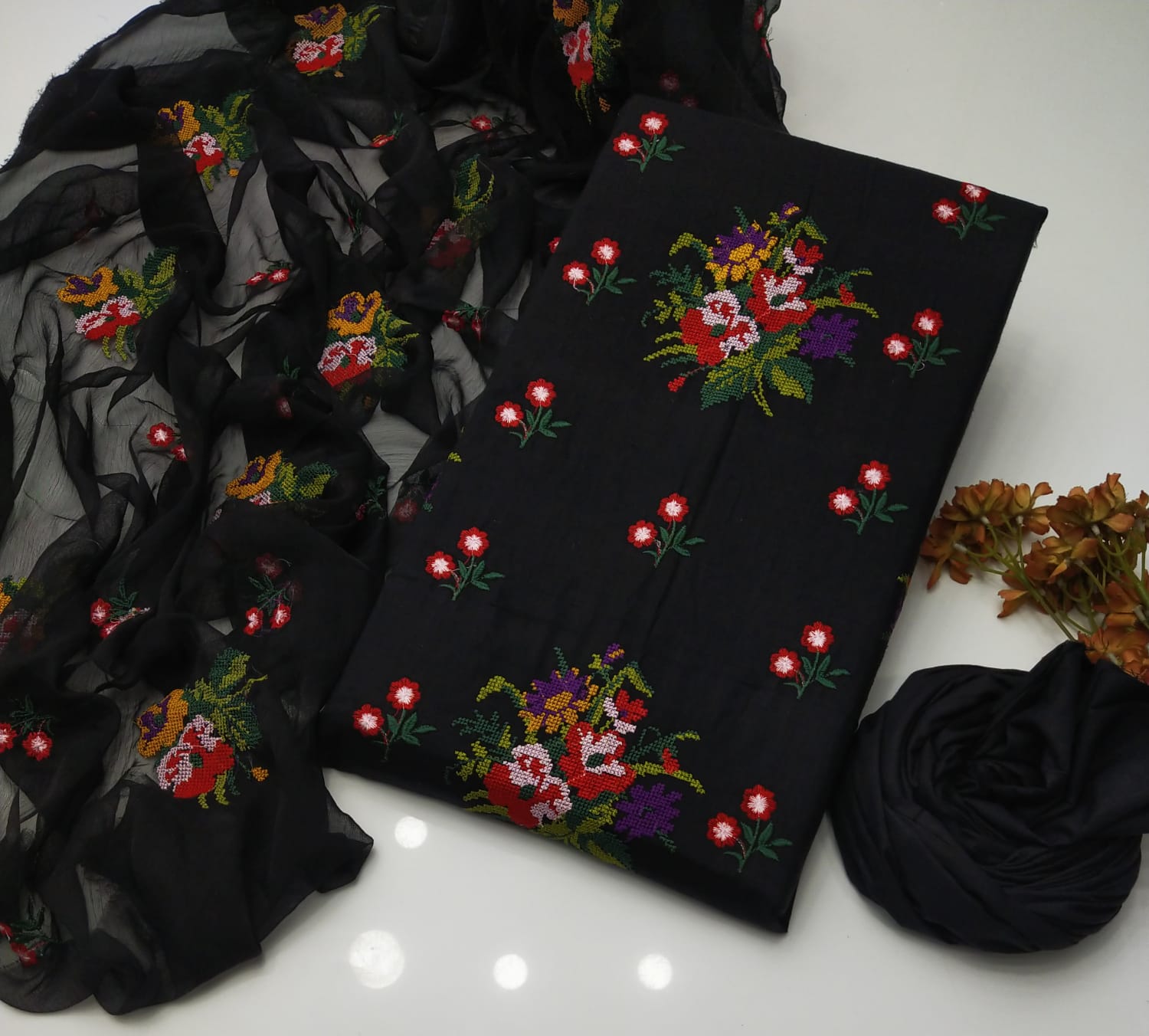 3 پیس فلاور کراس سلائی