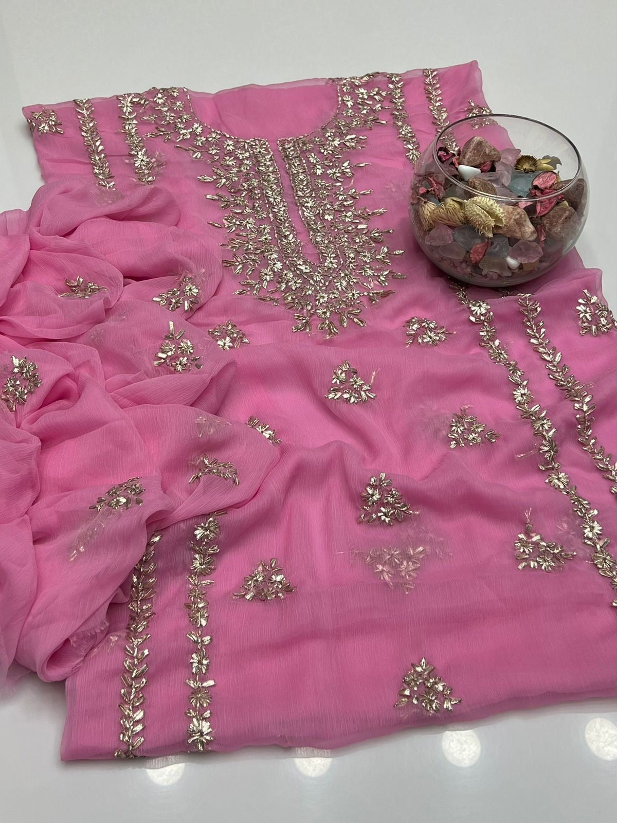 2 piece chiffon kurta Gotta with free perfume testers