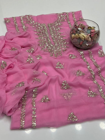2 piece chiffon kurta Gotta with free perfume testers