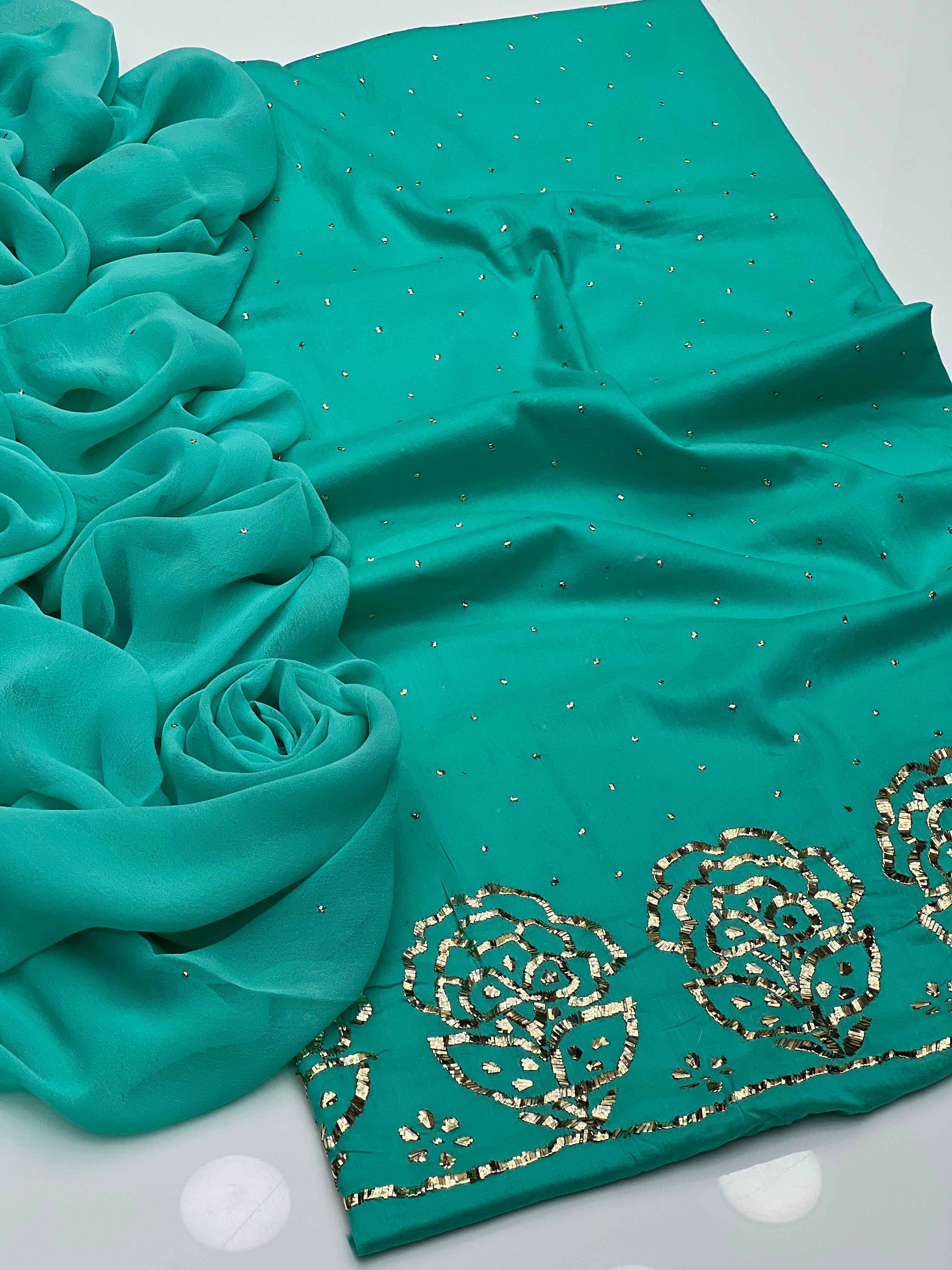 Lawn 3 piece Rose gold mukesh