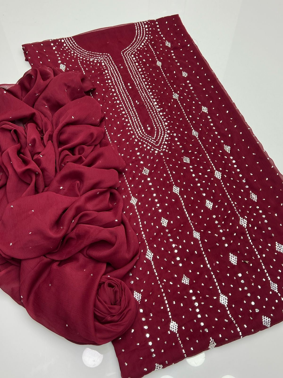 2 piece chiffon mukesh shahi design