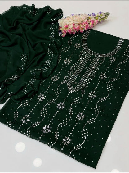 Indian style floral mukesh with 4-side dupatta work