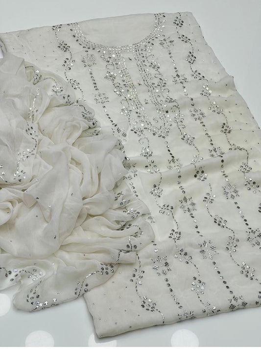 Indian style floral mukesh with 4-side dupatta work
