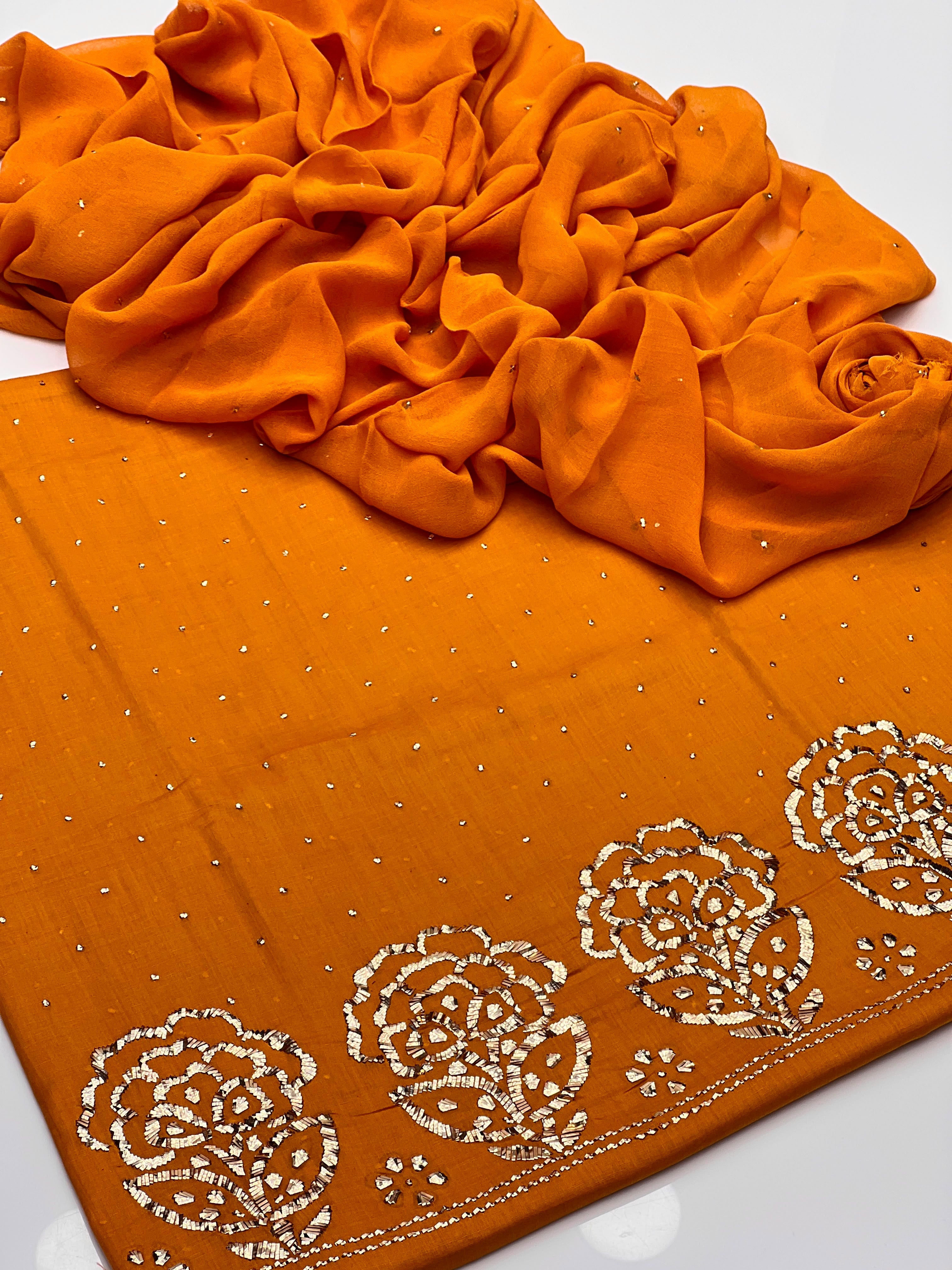 Lawn 3 piece Rose gold mukesh