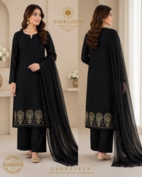 Lawn 3 piece Rose gold mukesh