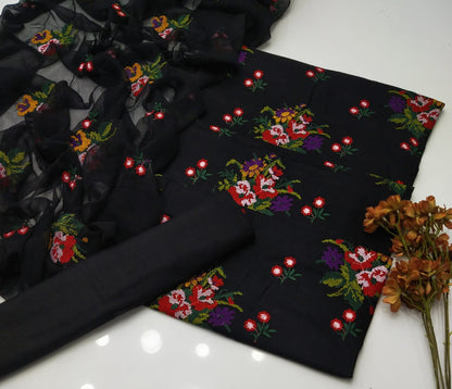 3 Piece Flower Cross stitch
