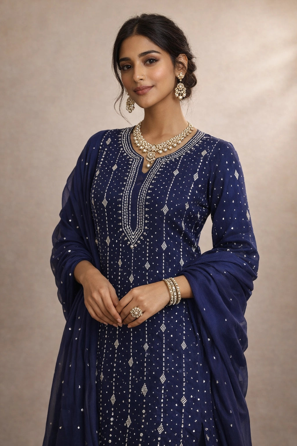 2 piece chiffon mukesh shahi design