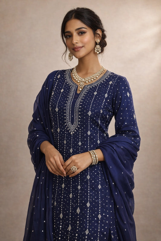 2 piece chiffon mukesh shahi design