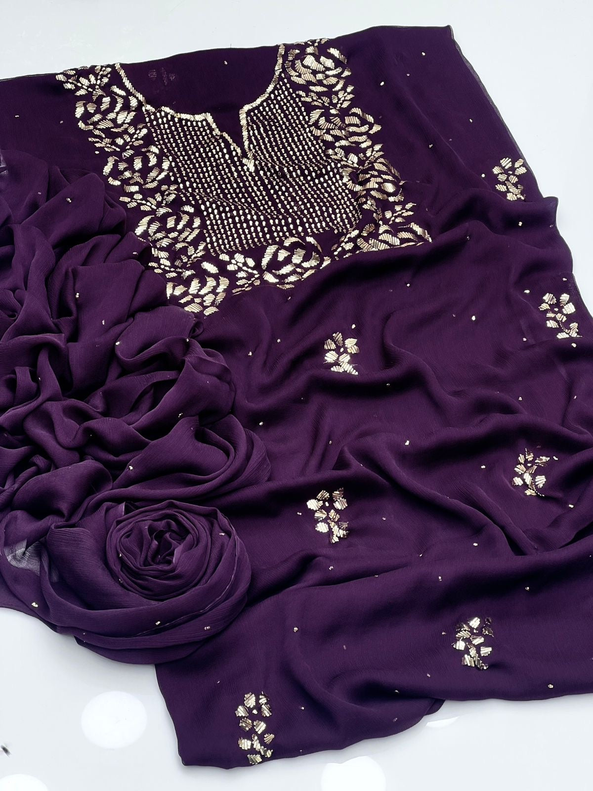 Pure Rose gold mukesh 2 piece dress