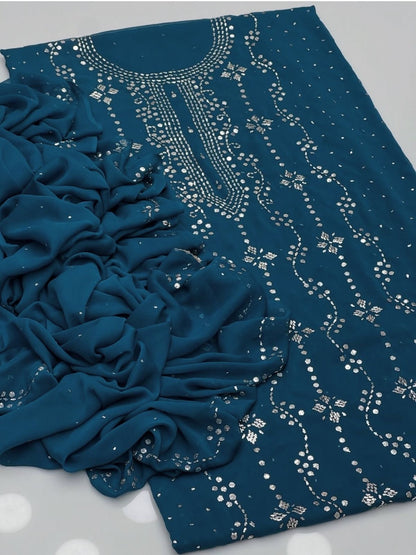 Indian style floral mukesh with 4-side dupatta work