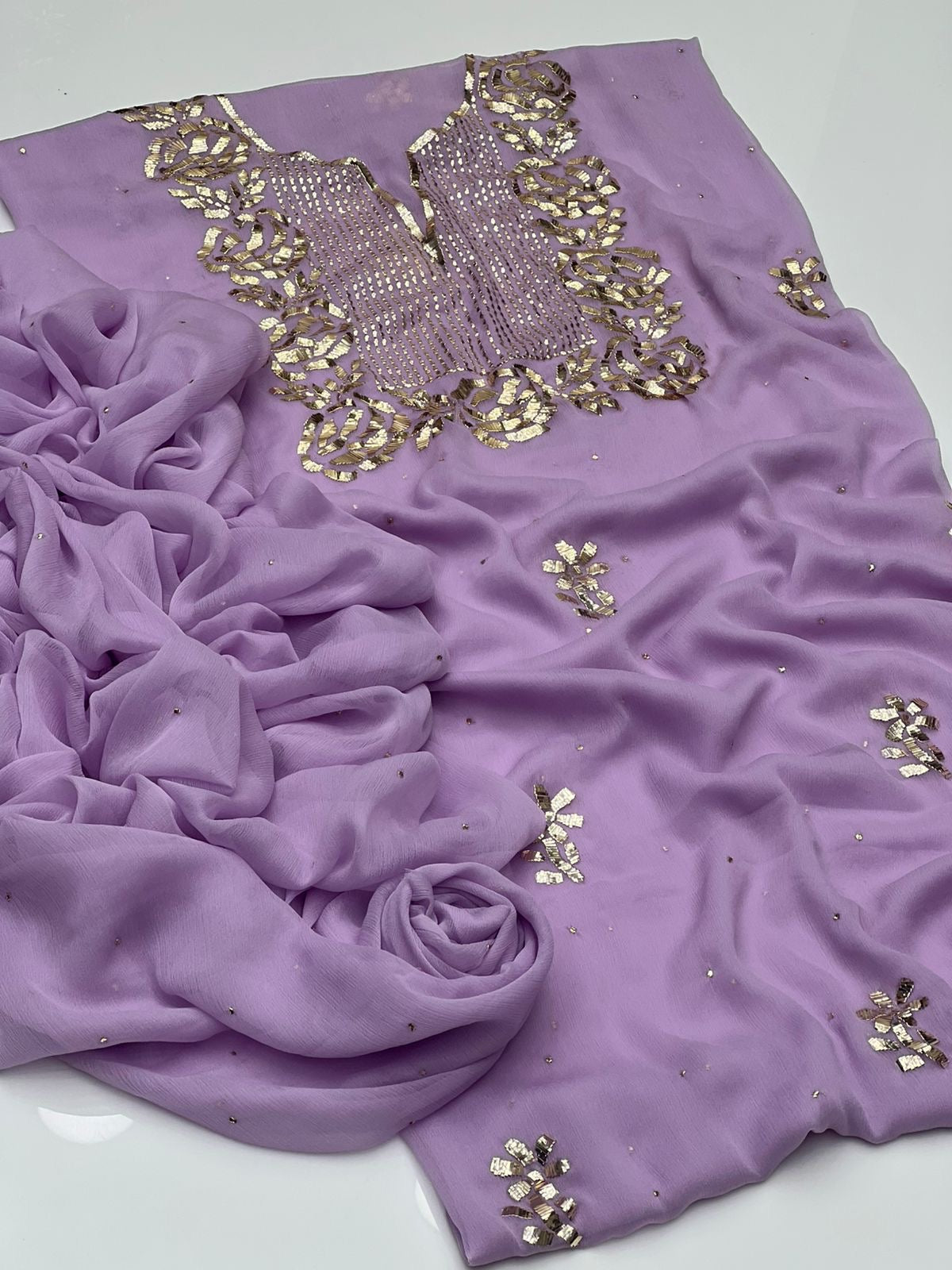 Pure Rose gold mukesh 2 piece dress