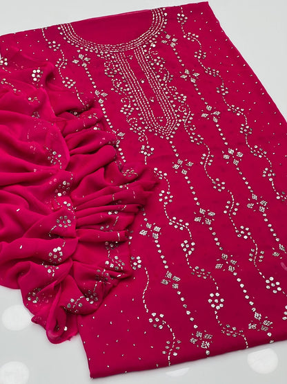 Indian style floral mukesh with 4-side dupatta work