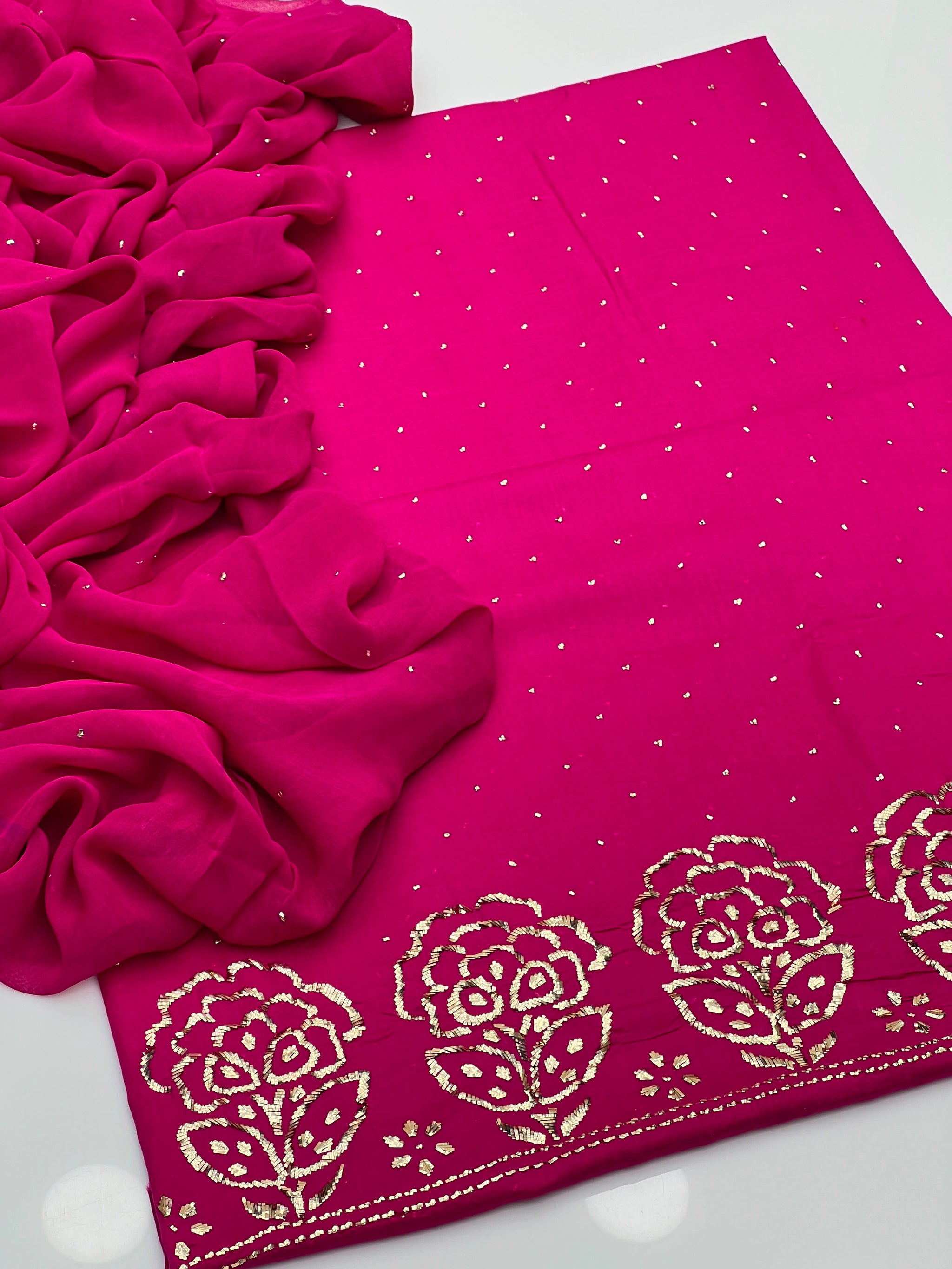 Lawn 3 piece Rose gold mukesh