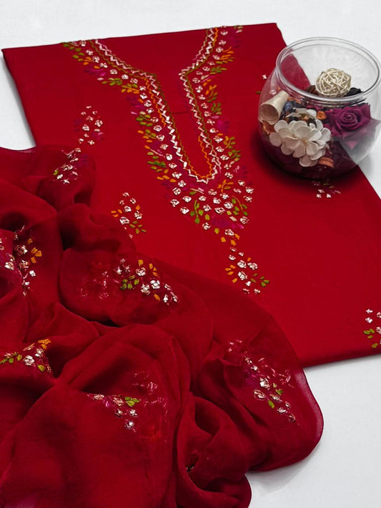 خالص لان پر ملٹی پکا گوٹا شرٹ