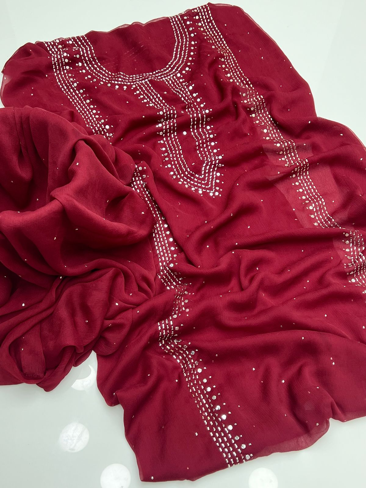 نرم کرینکل شفان 2 پیس پر پینل مکیش کرتہ