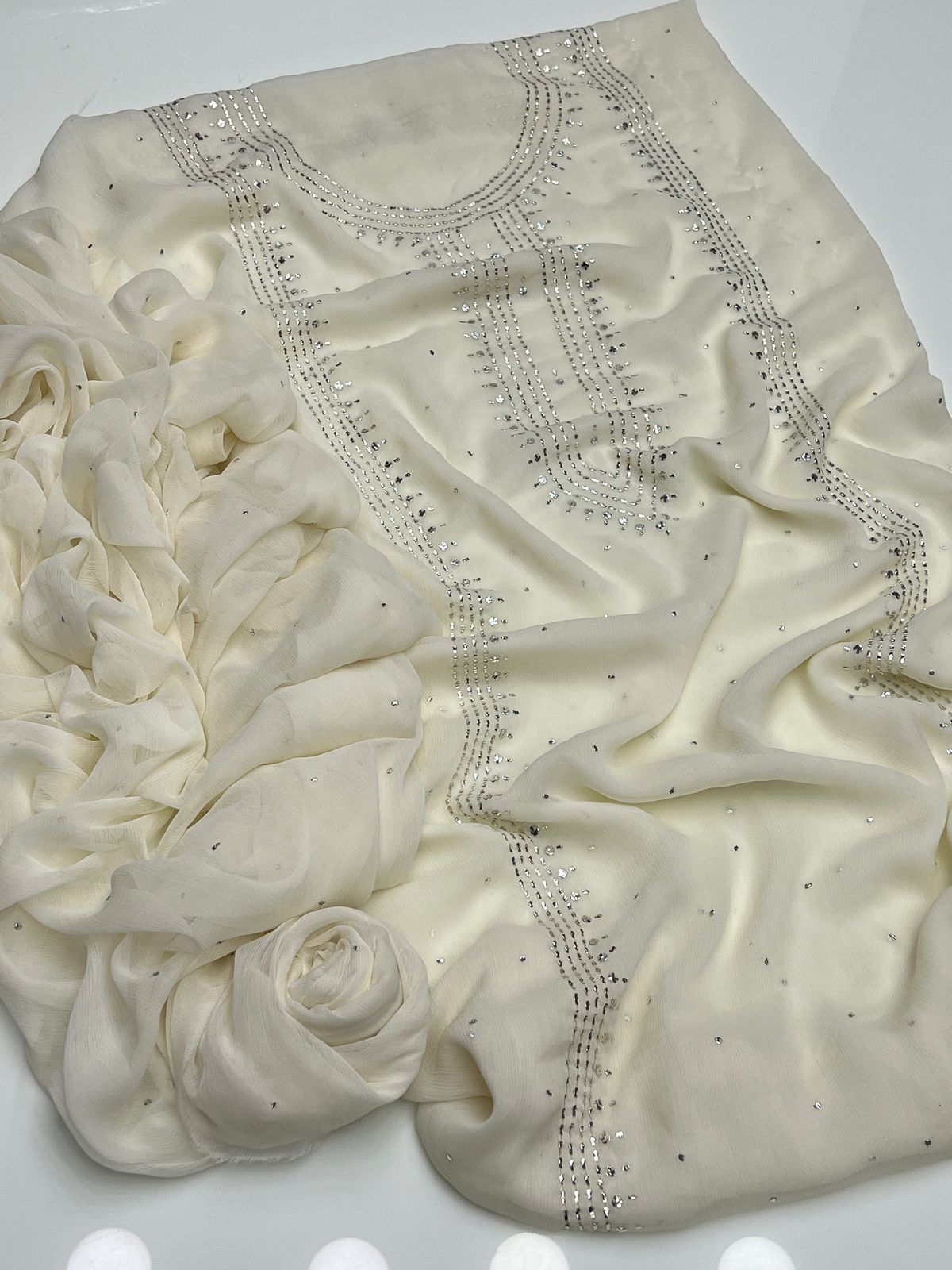 نرم کرینکل شفان 2 پیس پر پینل مکیش کرتہ