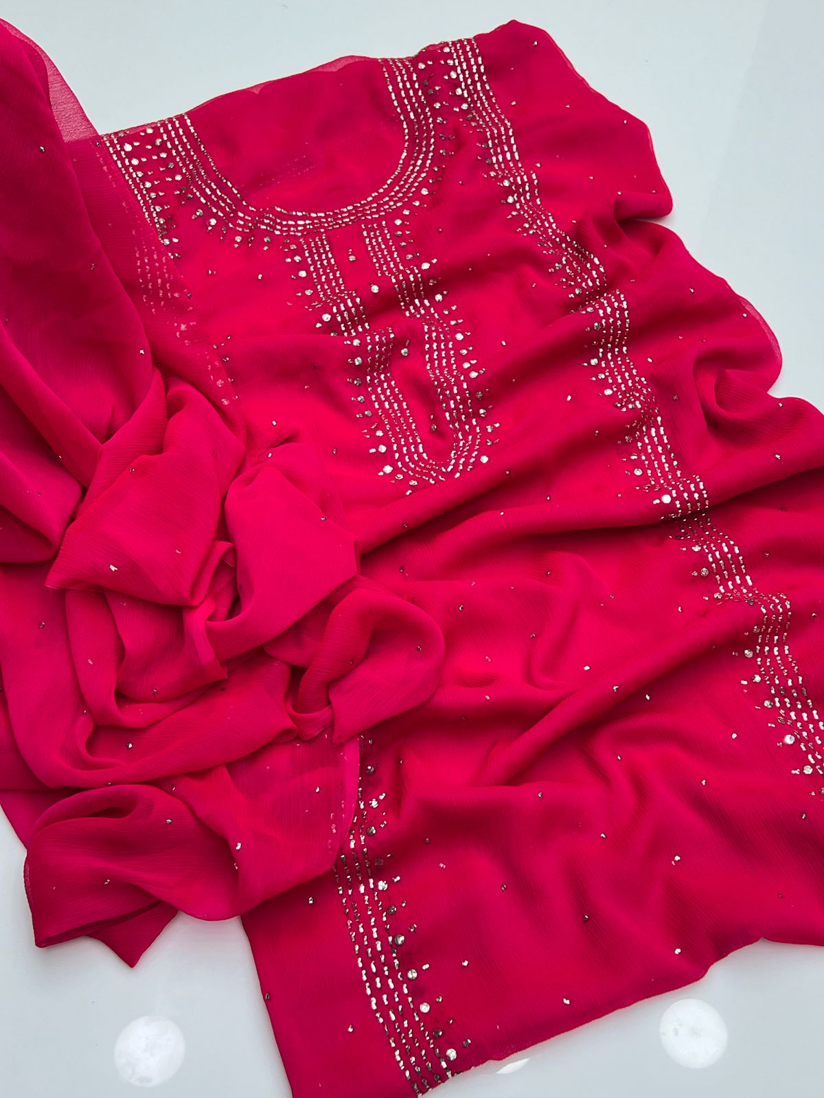 نرم کرینکل شفان 2 پیس پر پینل مکیش کرتہ