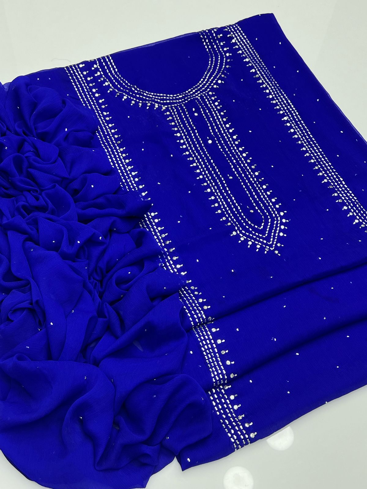 Panel mukesh kurta on soft crinkle chiffon 2 piece