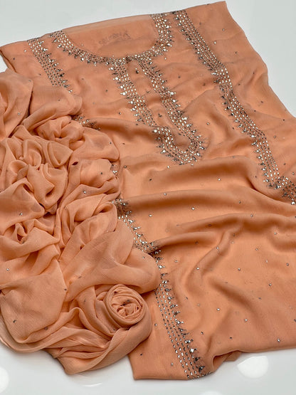 Panel mukesh kurta on soft crinkle chiffon 2 piece