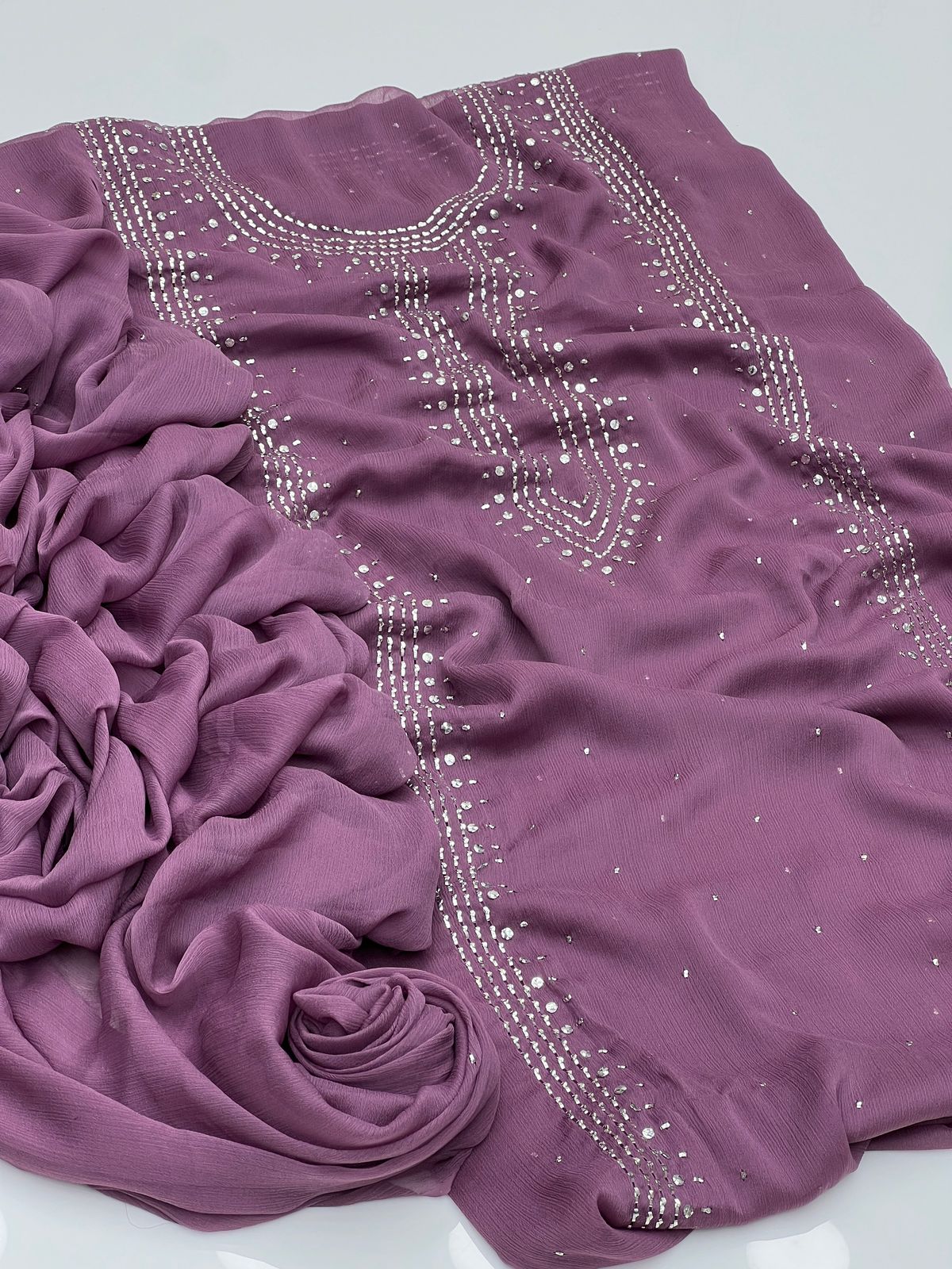 نرم کرینکل شفان 2 پیس پر پینل مکیش کرتہ