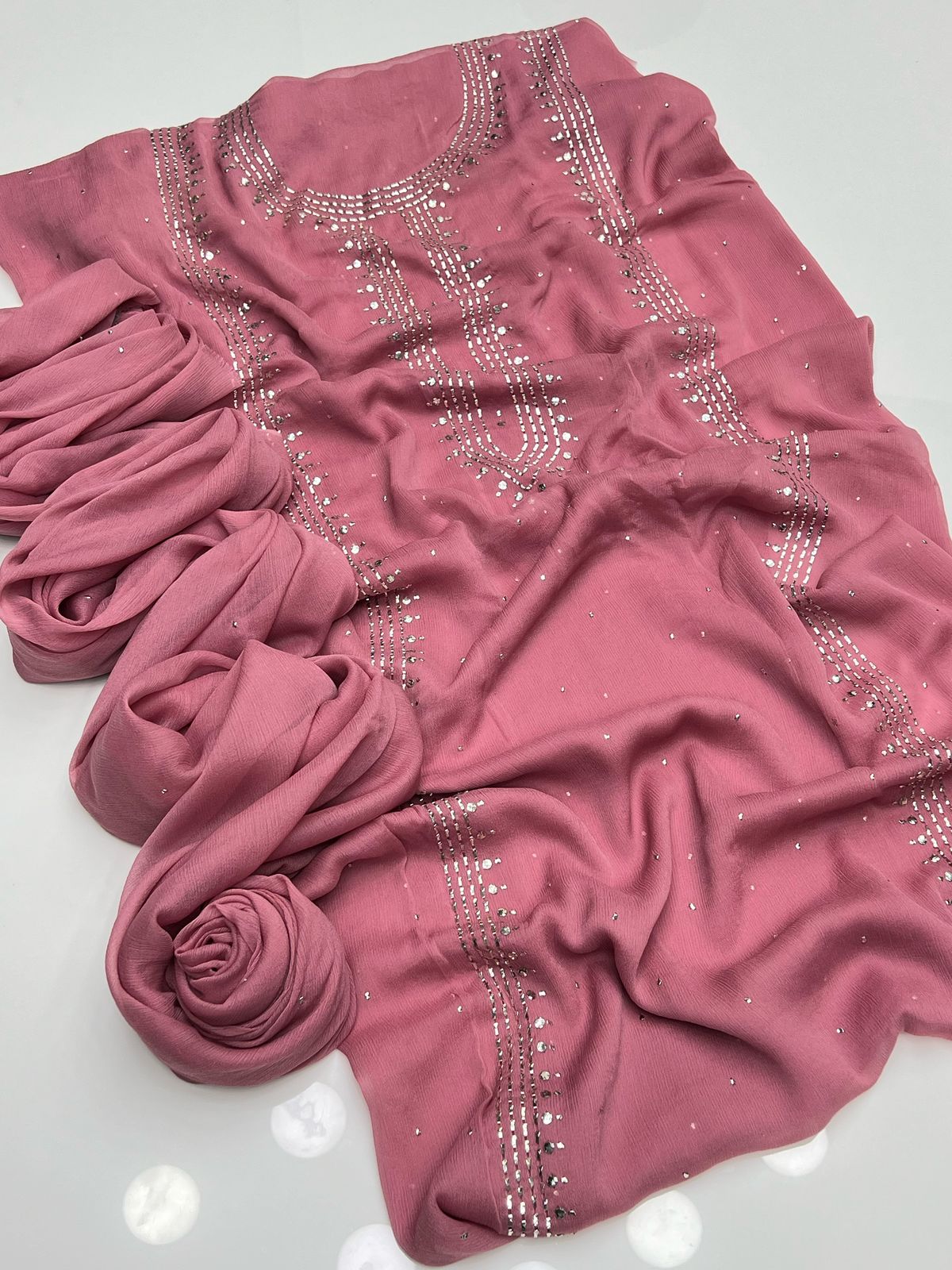 نرم کرینکل شفان 2 پیس پر پینل مکیش کرتہ