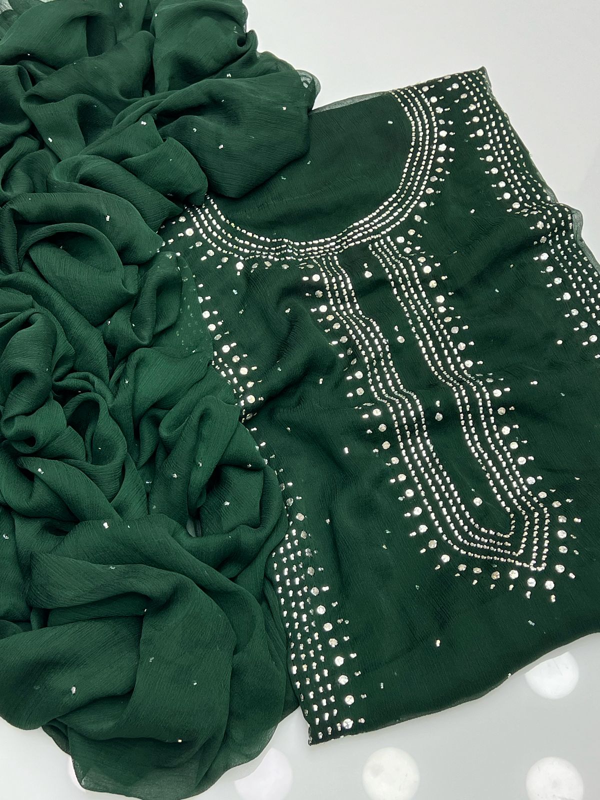 نرم کرینکل شفان 2 پیس پر پینل مکیش کرتہ