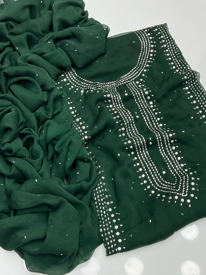 Panel mukesh kurta on soft crinkle chiffon 2 piece