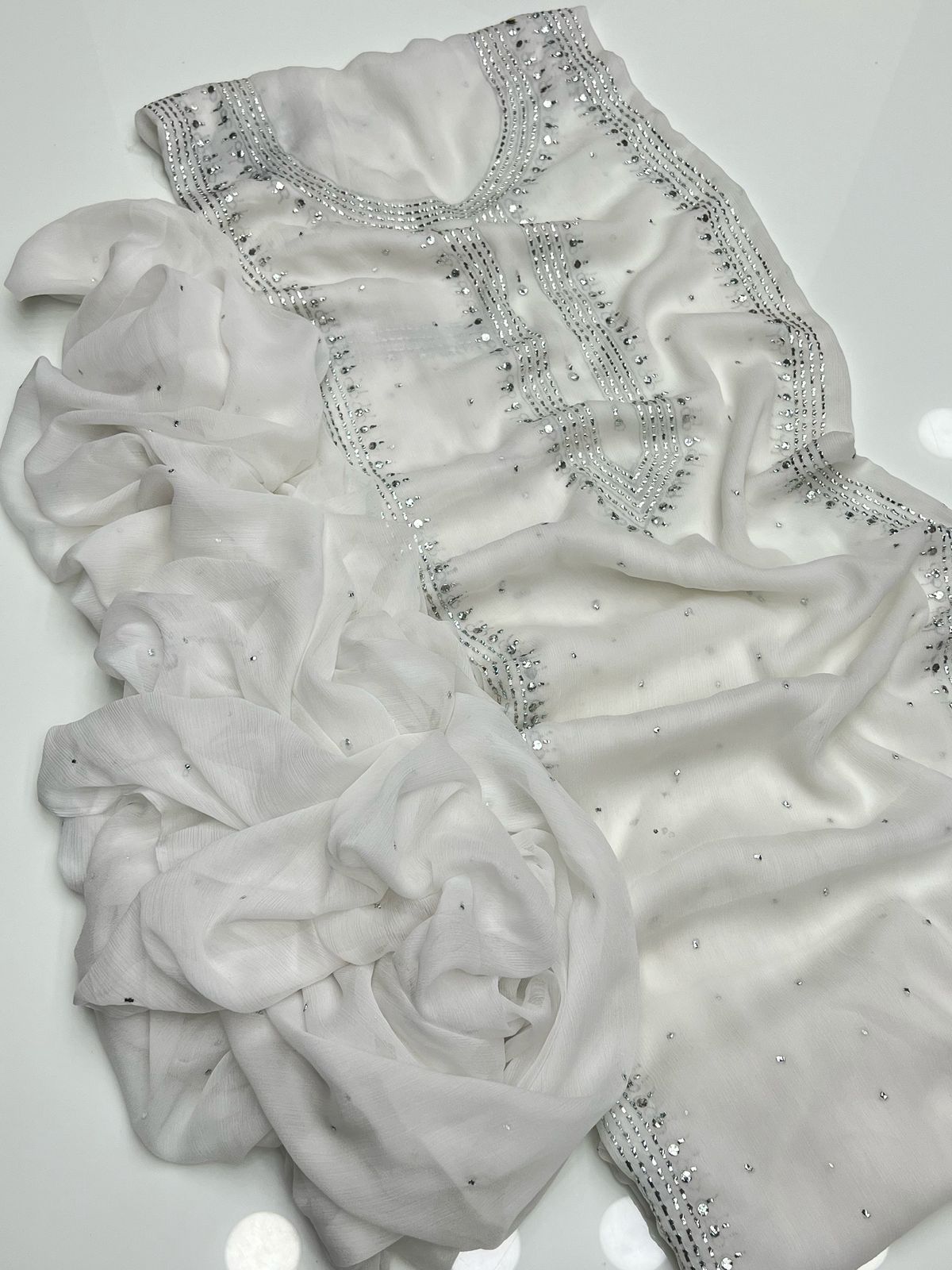 نرم کرینکل شفان 2 پیس پر پینل مکیش کرتہ