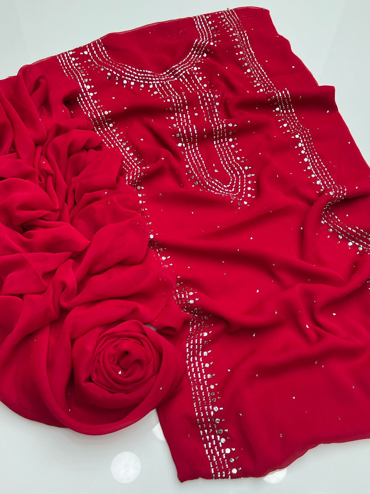 نرم کرینکل شفان 2 پیس پر پینل مکیش کرتہ