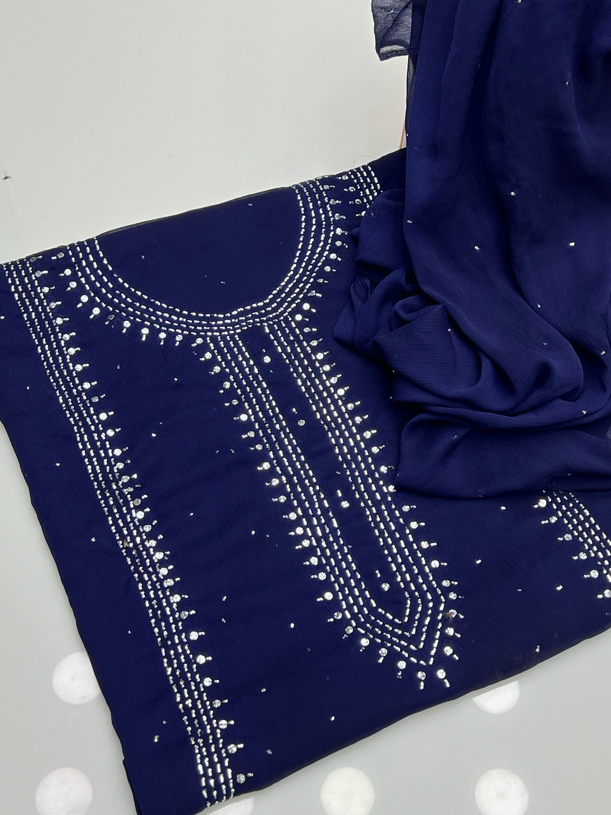 Panel mukesh kurta on soft crinkle chiffon 2 piece